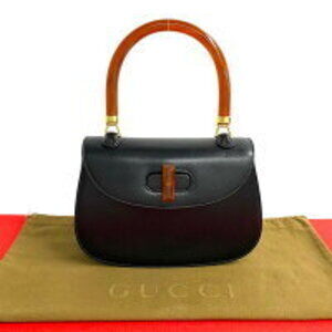 GUCCI turnlock leather handbag tote bag black